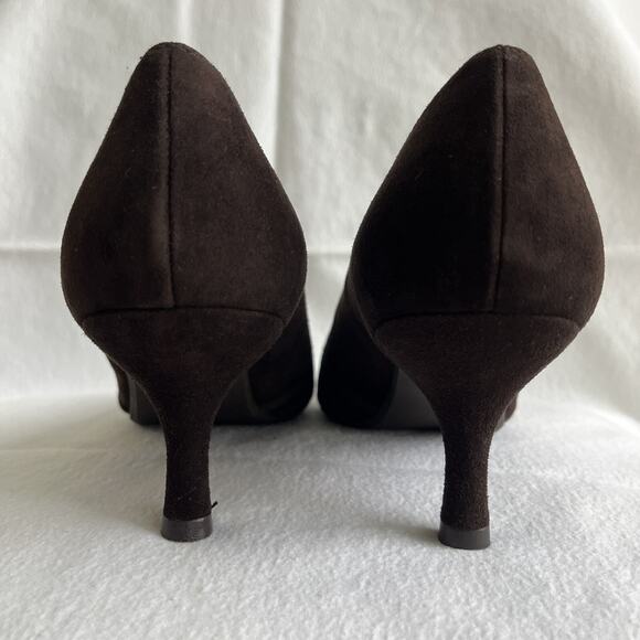 Stuart Weitzman brown genuine suede pumps criss cross detail, Size 10 M, NWOB - Picture 4 of 11